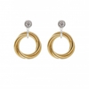 14ct Gold Plated Sterling Silver Triple Ring Cubic Zirconia Earrings