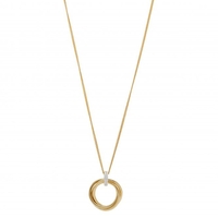 14ct Gold Plated Sterling Silver Triple Ring Cubic Zirconia Pendant Necklace