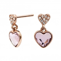 14ct Rose Gold Pink Made with Swarovski Mini Drop Earrings