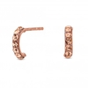 14Ct Rose Gold Plated Sterling Silver 925 Pink Crystal Pave Half Stud Earring