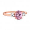 14Ct Rose Gold Plated Sterling Silver 925 Pink Cubic Zirconia Tri Stone Sized Ring