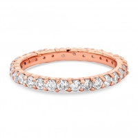 14Ct Rose Gold Plated Sterling Silver 925 White Cubic Zirconia Band Sized Ring
