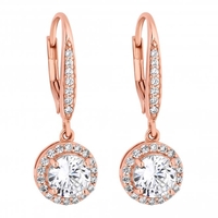 14Ct Rose Gold Plated Sterling Silver 925 White Cubic Zirconia Clara Drop Earring