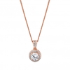 14Ct Rose Gold Plated Sterling Silver 925 White Cubic Zirconia Clara Short Pendant Necklace