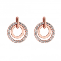14ct Rose Gold Plated Sterling Silver 925 And Cubic Zirconia Open Drop Earrings