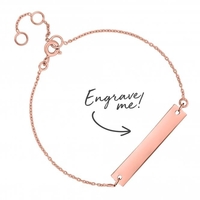 14ct Rose Gold Plated Sterling Silver 925 Bar Bracelet - Personalise By Engraving