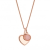 14ct Rose Gold Plated Sterling Silver 925 Beaded Heart With Rose Quartz Charm