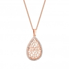 14ct Rose Gold Plated Sterling Silver 925 Cubic Zirconia Filigree Necklace
