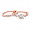 14ct Rose Gold Plated Sterling Silver 925 Cubic Zirconia Infinity Ring Set