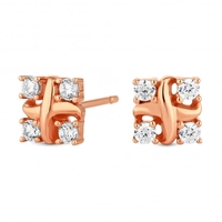 14ct Rose Gold Plated Sterling Silver 925 Cubic Zirconia Knot Stud Earring