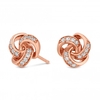14ct Rose Gold Plated Sterling Silver 925 Cubic Zirconia Knot Stud Earring