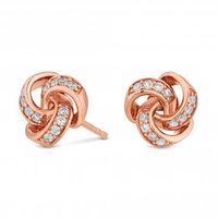 14ct Rose Gold Plated Sterling Silver 925 Cubic Zirconia Knot Stud Earring