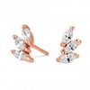 14ct Rose Gold Plated Sterling Silver 925 Cubic Zirconia Triple Marquise Stud Earring