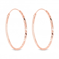 14Ct Rose Gold Plated Sterling Silver 925 Diamond Cut 30Mm Hoop Earrings