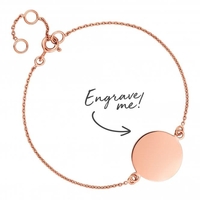 14ct Rose Gold Plated Sterling Silver 925 Disc Bracelet - Personalise By Engraving