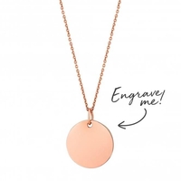 14ct Rose Gold Plated Sterling Silver 925 Disc Necklace - Personalise By Engraving