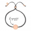 14ct Rose Gold Plated Sterling Silver 925 Disc On A Grey Cord Toggle Bracelet - Personalise By Engraving