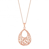 14ct Rose Gold Plated Sterling Silver 925 Floral Filigree Necklace