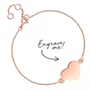 14ct Rose Gold Plated Sterling Silver 925 Heart Bracelet - Personalise By Engraving