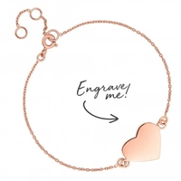 14ct Rose Gold Plated Sterling Silver 925 Heart Bracelet - Personalise By Engraving