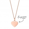 14ct Rose Gold Plated Sterling Silver 925 Heart Necklace - Personalise By Engraving