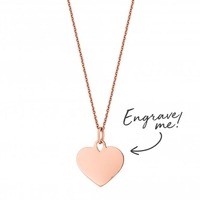 14ct Rose Gold Plated Sterling Silver 925 Heart Necklace - Personalise By Engraving