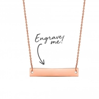 14ct Rose Gold Plated Sterling Silver 925 Horizontal Bar Necklace - Personalise By Engraving