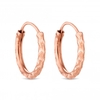 14Ct Rose Gold Plated Sterling Silver 925 Mini Diamond Cut Hoop Earring