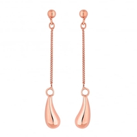 14ct Rose Gold Plated Sterling Silver 925 Organic Teardrop Drop Earring