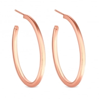 14ct Rose Gold Plated Sterling Silver 925 Oval Hoop Earring