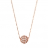 14ct Rose Gold Plated Sterling Silver 925 Pave Ball Pendant Necklace
