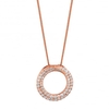 14ct Rose Gold Plated Sterling Silver 925 Pave Circle Necklace