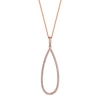 14ct Rose Gold Plated Sterling Silver 925 Pave Teardrop Necklace