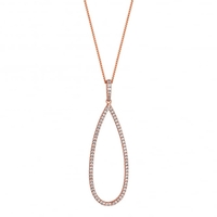 14ct Rose Gold Plated Sterling Silver 925 Pave Teardrop Necklace