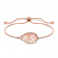 14ct Rose Gold Plated Sterling Silver 925 Pear Filigree Toggle
