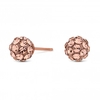 14Ct Rose Gold Plated Sterling Silver 925 Pink Crystal 6mm Pave Ball Stud Earring