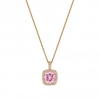 14ct Rose Gold Plated Sterling Silver 925 Pink Cubic Zirconia Square Halo Necklace