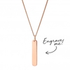 14ct Rose Gold Plated Sterling Silver 925 Vertical Bar Necklace - Personalise By Engraving