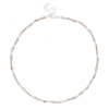 14ct Rose Gold Plated Sterling Silver Beaded Two Tone Twist Mesh Necklace