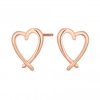 14ct Rose Gold Plated Sterling Silver Crossover Heart Stud Earring