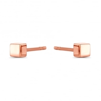 14ct Rose Gold Plated Sterling Silver Cube Stud Earring