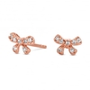 14ct Rose Gold Plated Sterling Silver Cubic Ziconia Bow Stud Earring