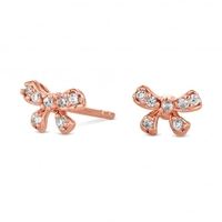 14ct Rose Gold Plated Sterling Silver Cubic Ziconia Bow Stud Earring