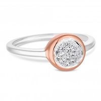 14ct Rose Gold Plated Sterling Silver Cubic Zirconia Encrusted Ring