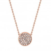 14ct Rose Gold Plated Sterling Silver Disc Necklace Embellished With Swarovski Crystals