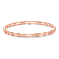 14ct Rose Gold Plated Sterling Silver Double Row Bangle