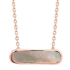 14ct Rose Gold Plated Sterling Silver Grey Agate Bar Necklace