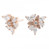 14ct Rose Gold Sterling Silver 925 Cubic Zirconia Mis Match Flower Earrings