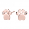 14ct Rose Gold Sterling Silver 925 Cubic Zirconia Paw Print Stud Earrings