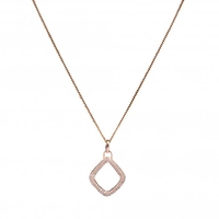 14ct Rose Gold Sterling Silver 925 Diamond Open Necklace